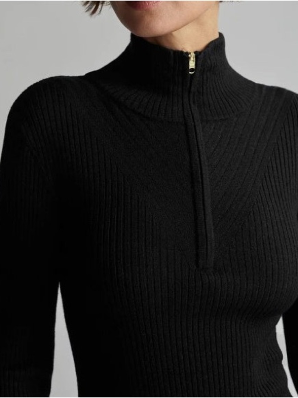 Varley Black Demi Half Zip Ribbed Knit Pullover Sweater Sporty Athleisure Sx XS